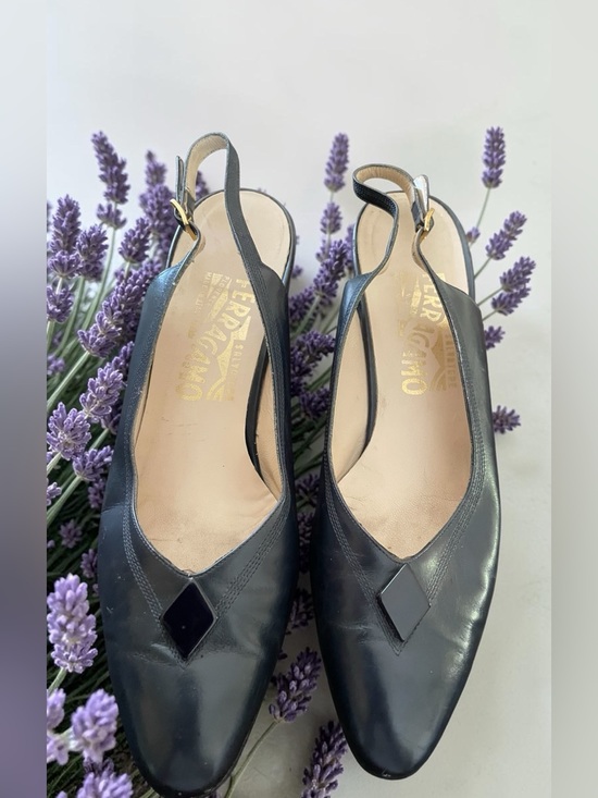 Salvatore Ferragamo Shoes - Salvatore Ferragamo Black Leather Slingback Mules